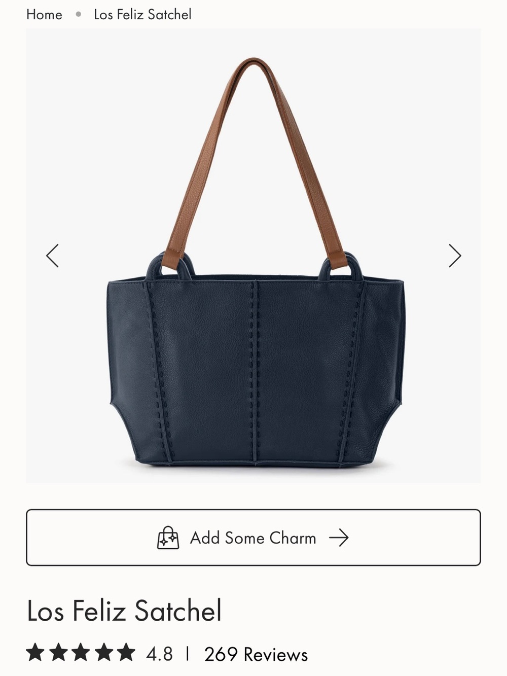 The Sak los feliz leather bag Classic Navy Leather Tote with Brown Straps